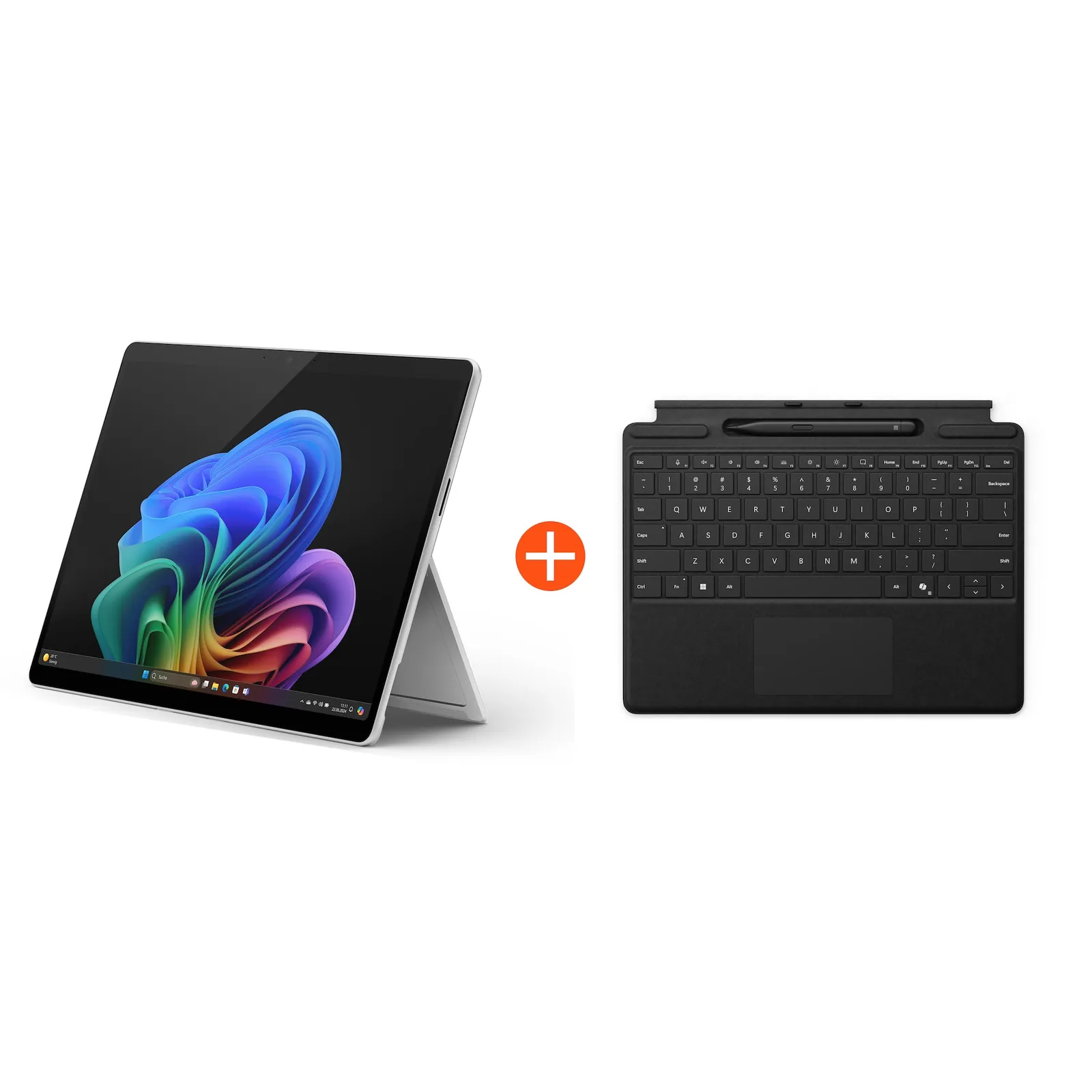 Microsoft Surface Pro (11. Edition) Copilot+ PC 13" 2in1 Platin Snapdragon® X Plus 16GB/512GB SSD Win11 EP2-08345 ohne Netzteil inkl. MS Surface Pro Keyboard mit Slim Pen schwarz