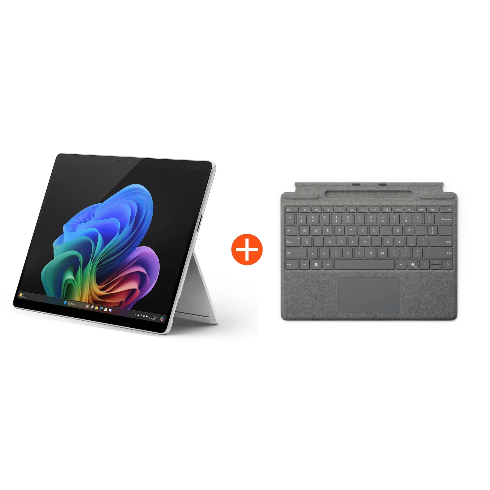 Microsoft Surface Pro (11. Edition) Copilot+ PC 13" OLED 2in1 Platin Snapdragon® X Elite 16GB/512GB SSD Win11 EP2-08363 ohne Netzteil inkl. MS Surface Pro Keyboard mit Stiftaufbewahrung platin