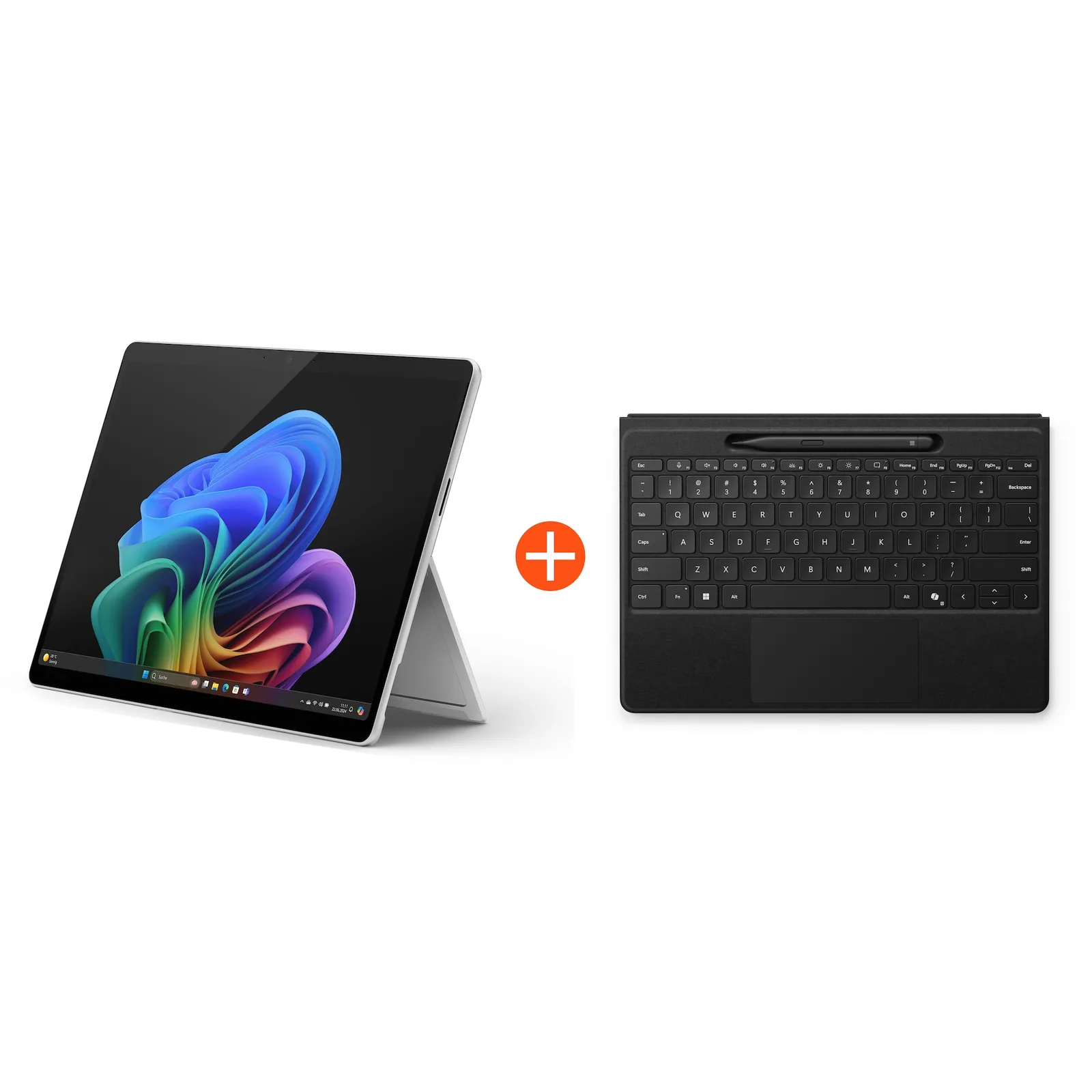Microsoft Surface Pro (11. Edition) Copilot+ PC 13" OLED 2in1 Platin Snapdragon® X Elite 16GB/512GB SSD Win11 EP2-08363 ohne Netzteil inkl. MS Surface Pro Flex Keyboard +Slim Pen schwarz