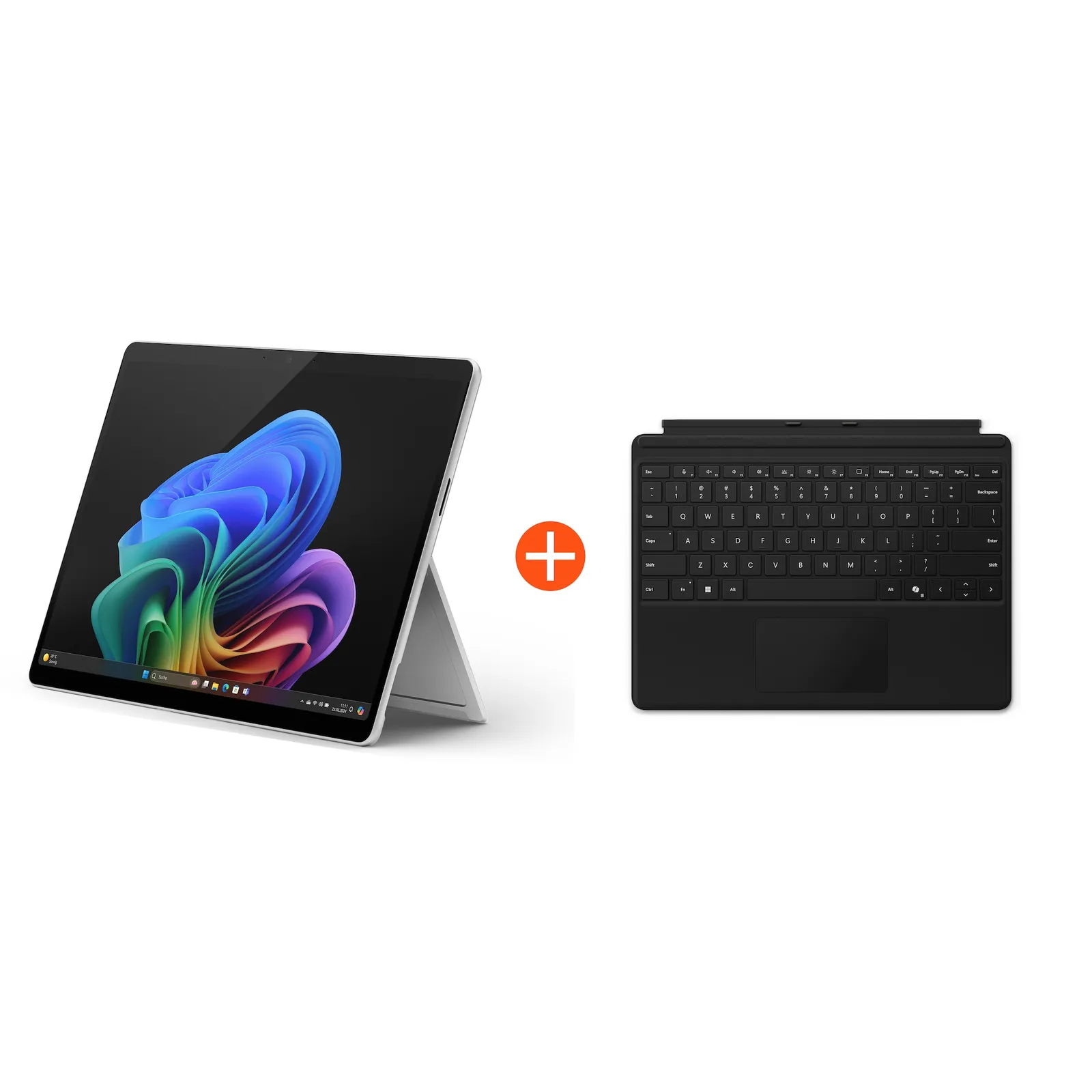 Microsoft Surface Pro (11. Edition) Copilot+ PC 13" 2in1 Platin 5G Snapdragon® X Plus 16GB/256GB SSD Win11 EP2-08261 ohne Netzteil inkl. Keyboard mit Stiftaufbewahrung schwarz