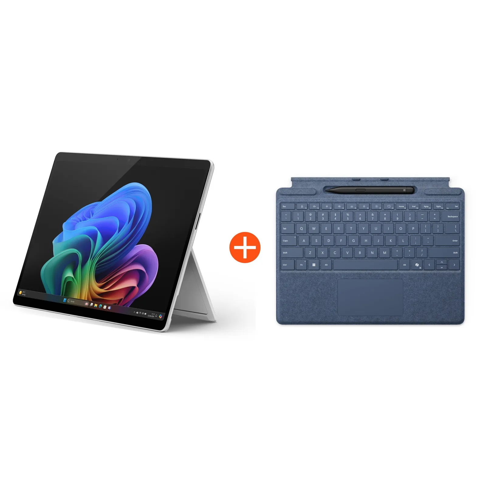 Microsoft Surface Pro (11. Edition) Copilot+ PC 13" 2in1 Platin 5G Snapdragon® X Plus 16GB/256GB SSD Win11 EP2-08261 ohne Netzteil inkl. Keyboard mit Slim Pen saphir