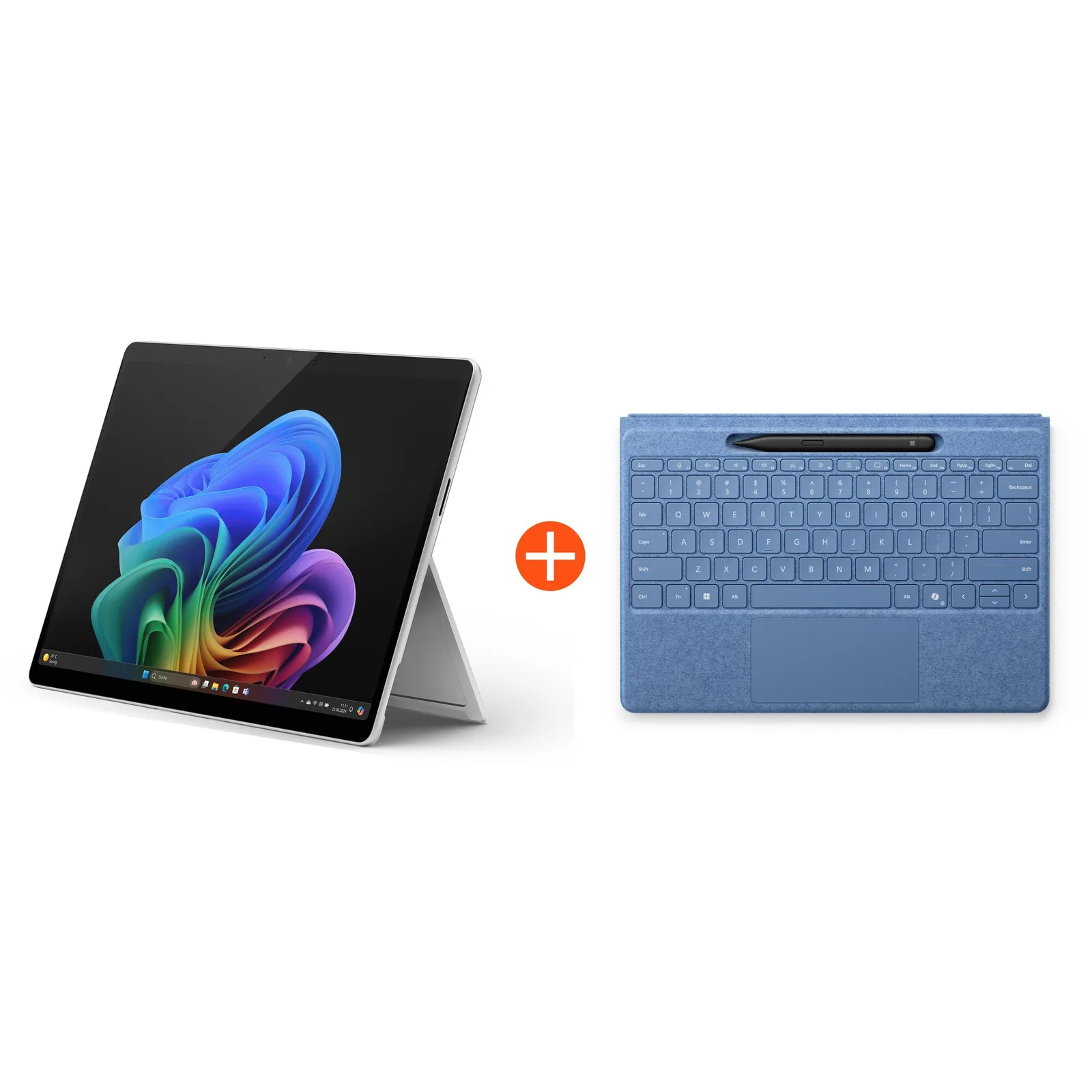 Microsoft Surface Pro (11. Edition) Copilot+ PC 13" 2in1 Platin 5G Snapdragon® X Plus 16GB/256GB SSD Win11 EP2-08261 ohne Netzteil inkl. Flex Keyboard +Slim Pen saphir