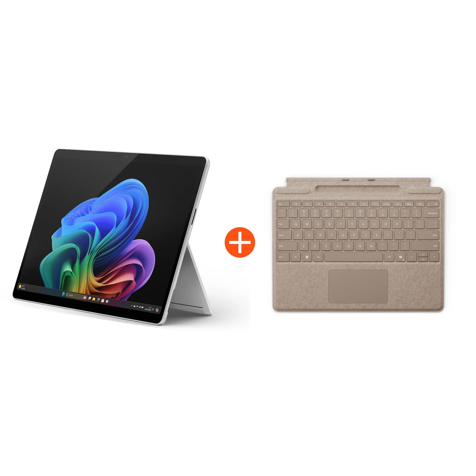 Microsoft Surface Pro (11. Edition) Copilot+ PC 13" OLED 2in1 Platin Snapdragon® X Elite 16GB/512GB SSD Win11 EP2-08363 ohne Netzteil inkl. Keyboard mit Stiftaufbewahrung Sand