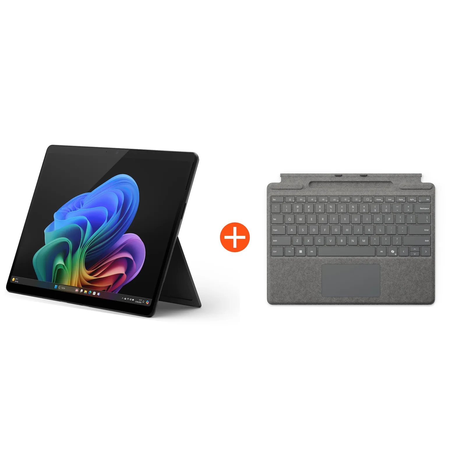 Microsoft Surface Pro (11. Edition) Copilot+ PC 13" OLED 2in1 Graphit Snapdragon® X Elite 16GB/1TB SSD Win11 EP2-08384 ohne Netzteil inkl. MS Surface Pro Keyboard mit Stiftaufbewahrung platin