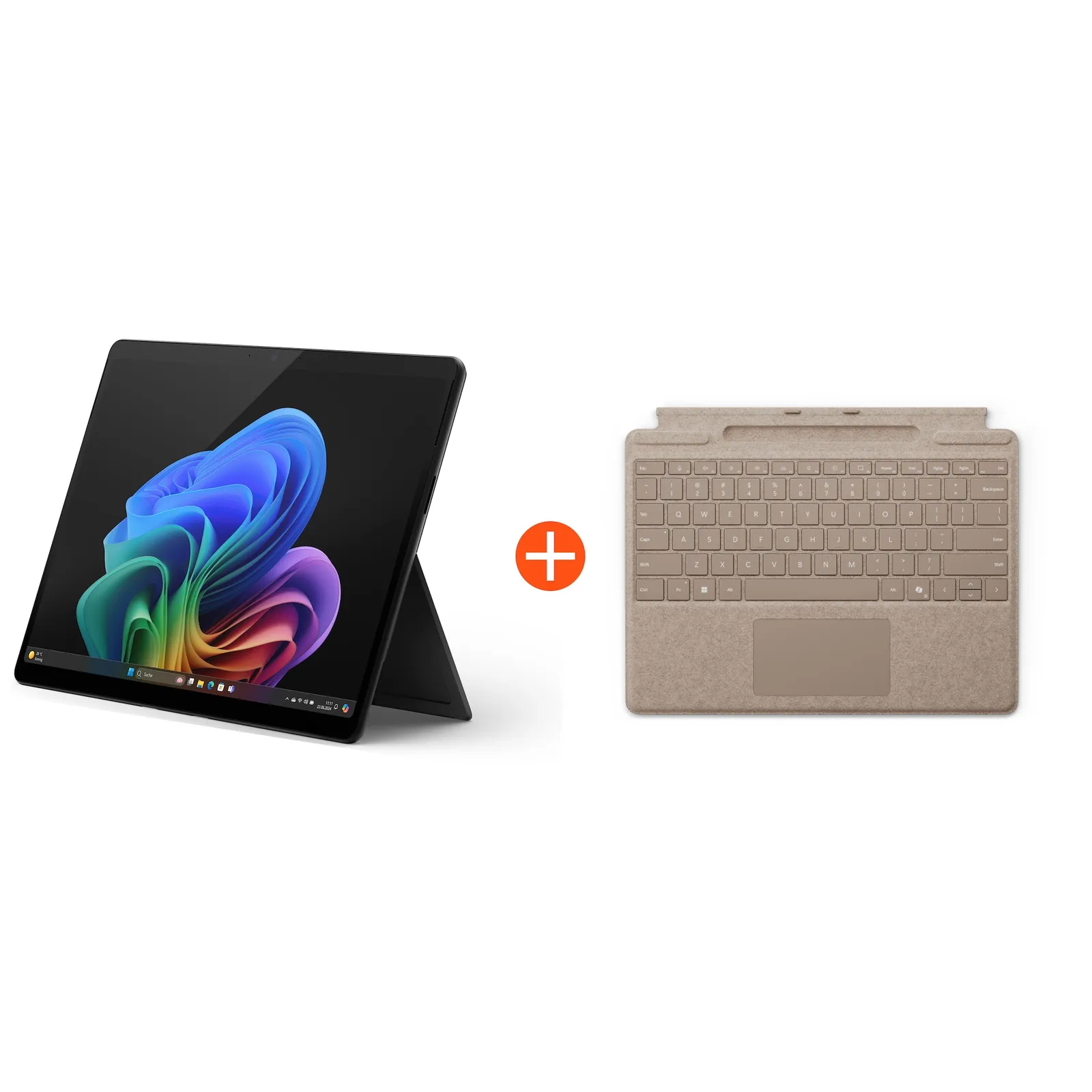 Microsoft Surface Pro (11. Edition) Copilot+ PC 13" OLED 2in1 Graphit Snapdragon® X Elite 16GB/1TB SSD Win11 EP2-08384 ohne Netzteil inkl. MS Surface Pro Keyboard mit Stiftaufbewahrung sand