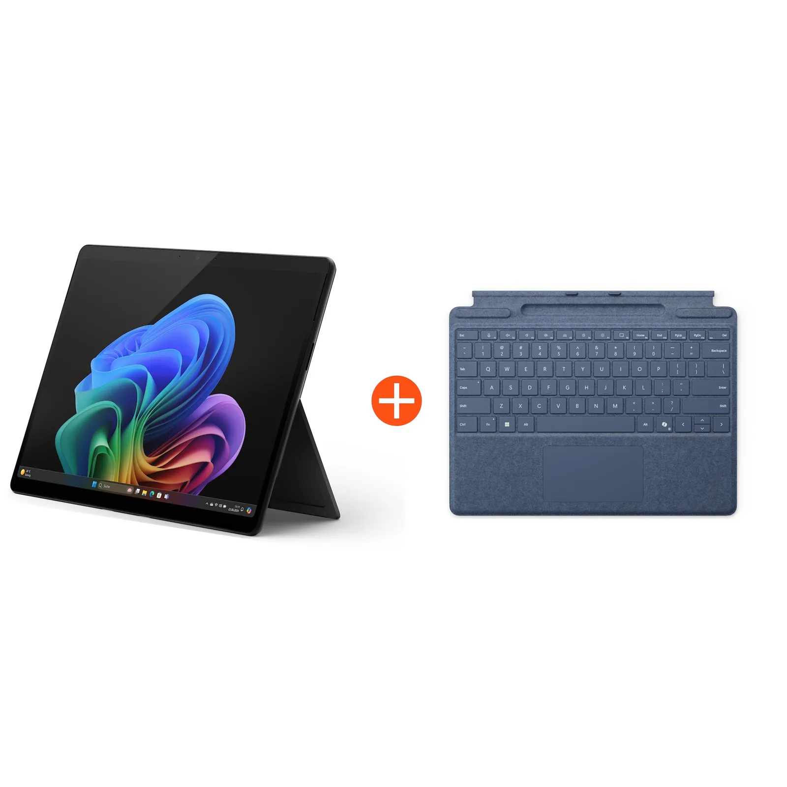 Microsoft Surface Pro (11. Edition) Copilot+ PC 13" OLED 2in1 Graphit Snapdragon® X Elite 16GB/1TB SSD Win11 EP2-08384 ohne Netzteil inkl. MS Surface Pro Keyboard mit Stiftaufbewahrung saphir
