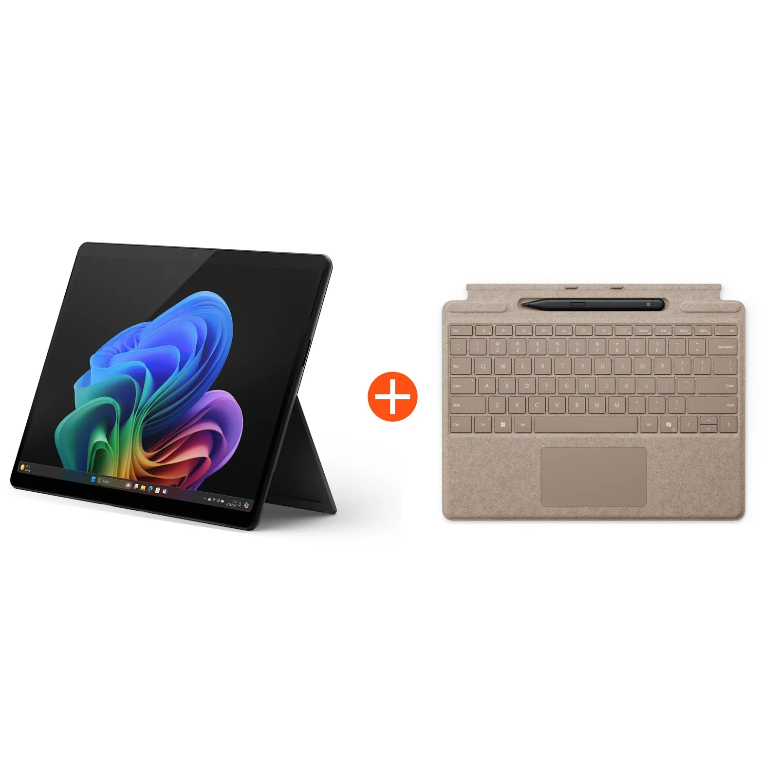 Microsoft Surface Pro (11. Edition) Copilot+ PC 13" OLED 2in1 Graphit Snapdragon® X Elite 16GB/1TB SSD Win11 EP2-08384 ohne Netzteil inkl. MS Surface Pro Keyboard mit Slim Pen sand