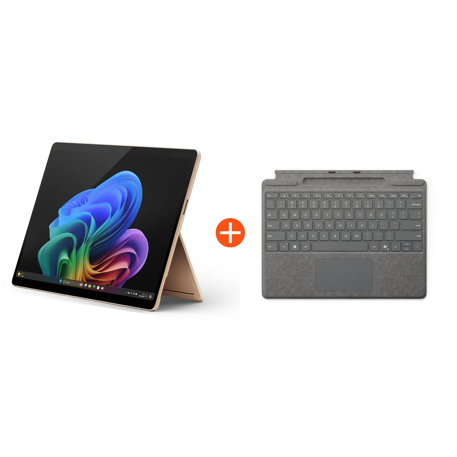 Microsoft Surface Pro (11. Edition) Copilot+ PC 13" OLED 2in1 Dune Snapdragon® X Elite 16GB/1TB SSD Win11 EP2-08389 ohne Netzteil inkl. MS Surface Pro Keyboard mit Stiftaufbewahrung platin