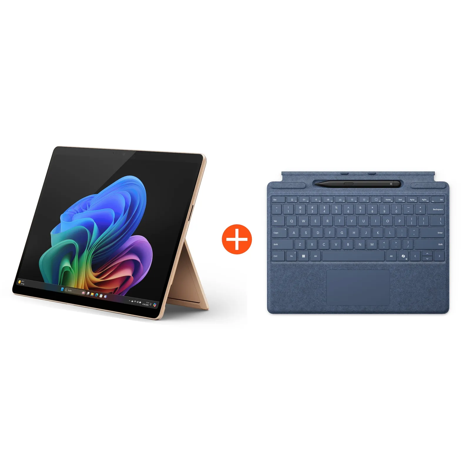 Microsoft Surface Pro (11. Edition) Copilot+ PC 13" OLED 2in1 Dune Snapdragon® X Elite 16GB/1TB SSD Win11 EP2-08389 ohne Netzteil inkl. MS Surface Pro Keyboard mit Slim Pen saphir